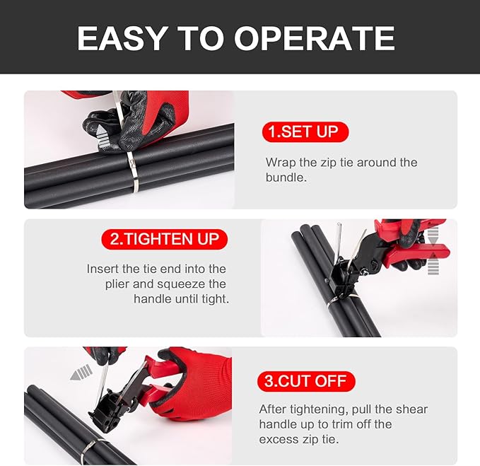 Metal Zip Ties Gun Set-For Fastening And Cutting Tie Special Tool,With 150pcs Stainless Steel Zip Ties Heavy Duty Outdoor，For Chain Link Fence Parts, Wire Fence Rolls,Exhaust Wrap, Poultry Fence