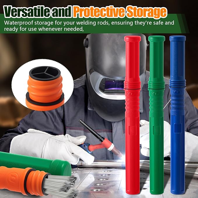 Tandefio 4 Pcs Welding Rod Storage Tube 40 Inch Tig Rod Storage Canisters Welding Electrode Holder Airproof Waterproof Container(Red, Blue, Green, Orange)
