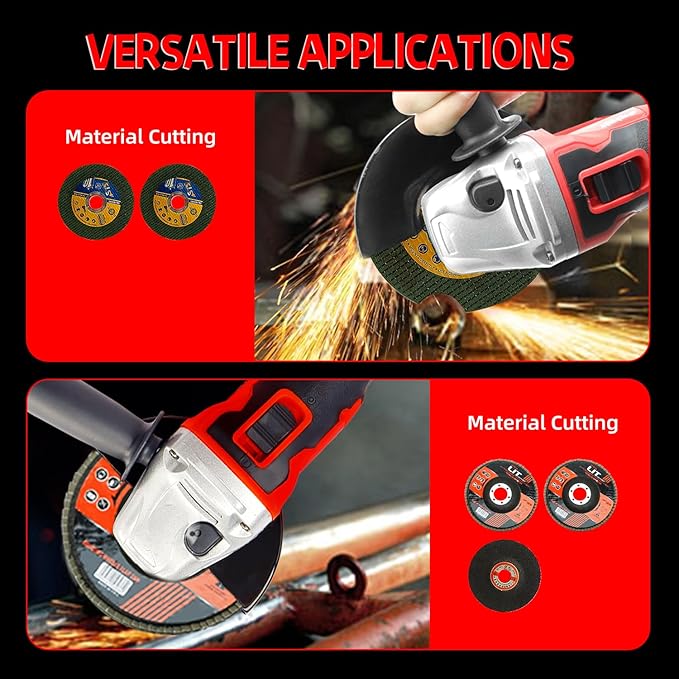 DOGTOOTH Max 21V 4-1/2'' Cordless Angle Grinder Set with 2 * 4.0 Ah Batteries, Compatible with Makita 18V Battery, Brushless Motor, Max10000 RPM, Charger, 4 Cutting&Grinding Discs and Carry Case