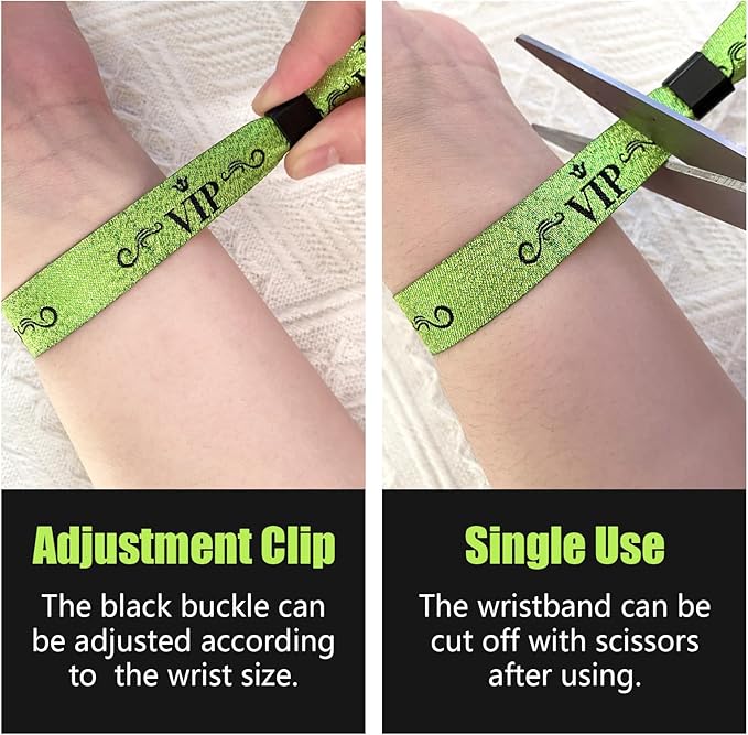 100 Pcs VIP Cloth Event Wristband, Disposable VIP Wristbands for Events, Colored VIP Wristbands Events,for Lightweight Concert,Club Entrance Wrist Strap Party Wristband Event (Color : Green2)
