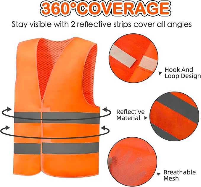 36 Pack High Visibility Safety Vest Bulk Reflective Mesh Security Vest with Silver Strip for Men Women