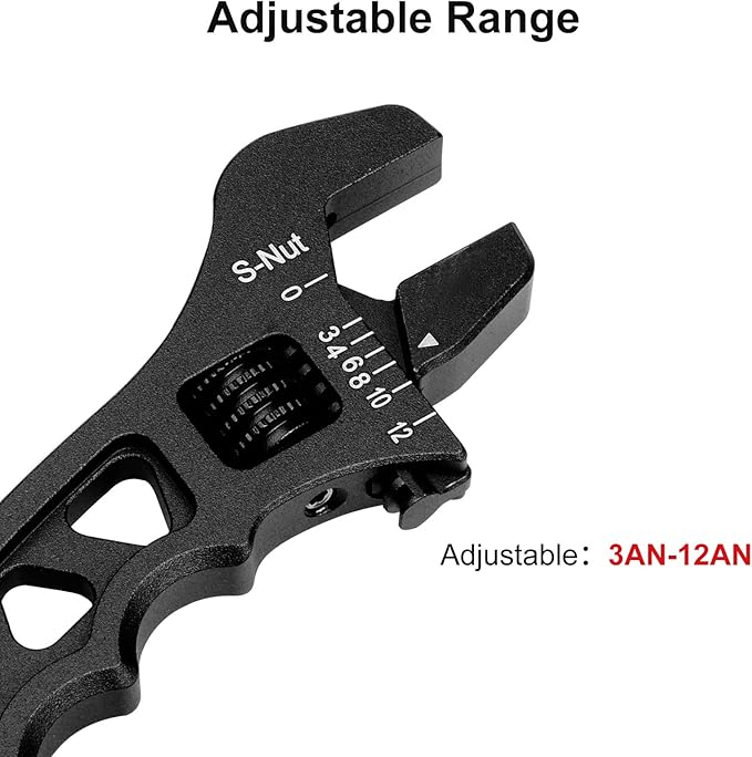 Adjustable 3AN-12AN Adjustable Wrench Spanner Lightweight for AN Hose Fitting Aluminum Black