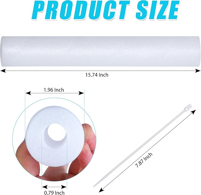 4 Pack Pipe Insulation Foam Tube, 15.74 Inch White Pool Noodles Foam Snake Pipe Wrap Protection Multi-Purpose Soft Foams Tubing for Winter Water Pipes and Outdoor Indoor Swimming Pool Handle