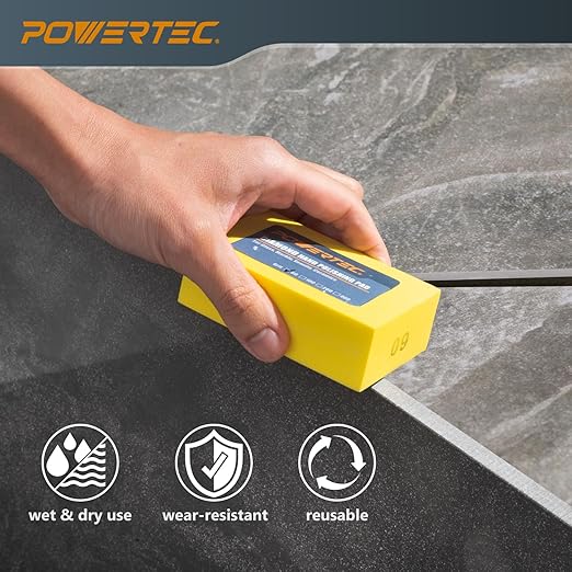 POWERTEC Diamond Hand Polishing Pads 60 Grits 2Pack, Diamond Sanding Block for Polishing and Grinding Porcelain, Ceramic Tile, Glass, Granite, Stone, Wood & Metal (71904-P2)