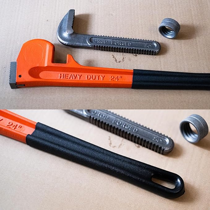 Kmiles 24-Inch Heavy Duty Pipe Wrench, Adjustable Plumbing Wrench, Forged Cast Steel Jaw, I-Beam Handle, Ideal for Plumbers, Pipe Fitting & Home Repair