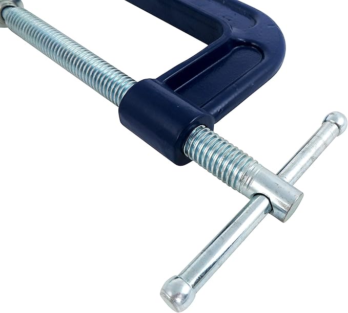 2 Pack Taytools 5 Inch C Clamps Malleable Steel Frame Power Coated Acme Threads Zinc Plated Carbon Steel Spindle and Sliding Bar (2, 5 inch)