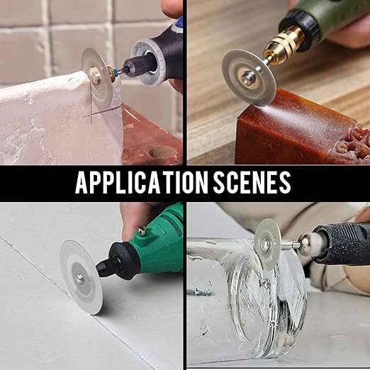20 pcs Diamond Cutting Wheel Cut Off Discs Coated(22mm) with 4pcs 3mm Mandrel and Screwdriver for Dremel Rotary Tool