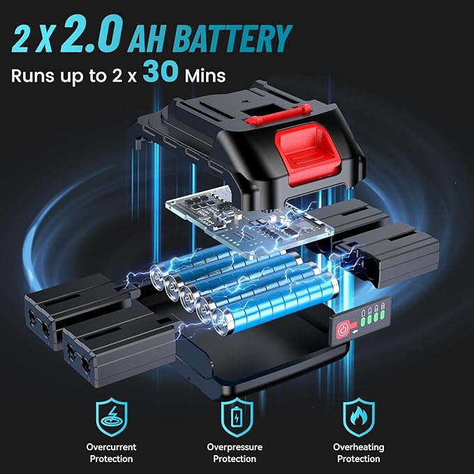 1/2" Cordless Electric Ratchet Wrench, 66Ft-lbs Battery Ratchet Wrench 21V Max, Brushless Motor, Variable Speed Trigger, 2x 2.0Ah Batteries & Charger, 8 Sockets, 1/4" & 3/8" Adapter, 3" Extension Bar