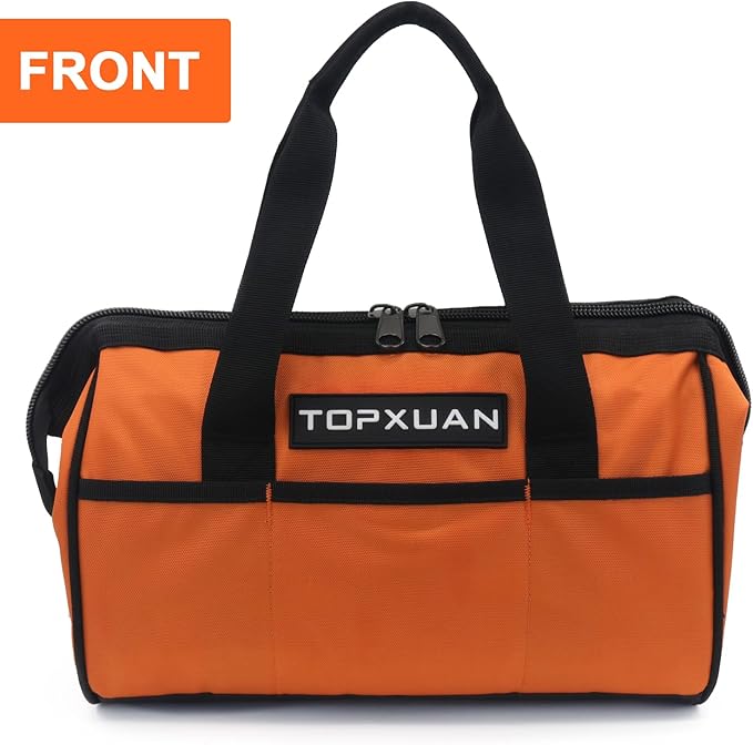 Tool Bag 13 Inch Waterproof Orange Tool Organizer with Wide Mouth for Power Tools and Hand Tools Oxford Cloth Fabric(3 pockets)
