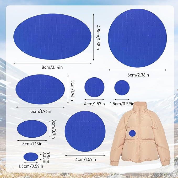 Down Jacket Repair Patches - Highly Effective Repair of Nylon Fabric, Waterproof Self-Adhesive Repair Patch for Down Jackets, Tents, Raincoats, Outdoor Equipment