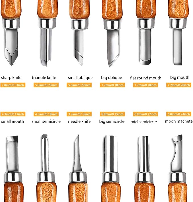 AUGSUN Wood Carving Knife Set - 20 PCS Hand Carving Tool Set for DIY Sculpture Carpenter Experts & Beginners