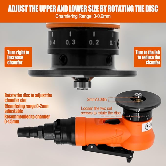 Pneumatic Chamfering Tool, Mini Chamfering Deburring Tool For Metal Beveling Machine Pneumatic Edge Beveler for Metal Trimming, Arc Corner Deburring Linear Beveling Trimming (Orange)
