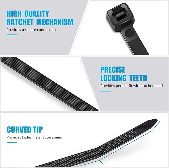 Zip Ties 12 inch (1200 Pack), Black, 50lbs Tensile Strength, UV Resistant Cable Ties for indoor and outdoor by Karoka