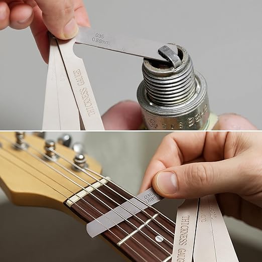 2PCS Feeler Gauges Set - Stainless Steel Feeler Gauges for Valves, Standard SAE/Metric Spark Plug Gap Tool, Straight & Angled Thickness Measuring Tool for Valves, Spark Plug, Guitar, Piston