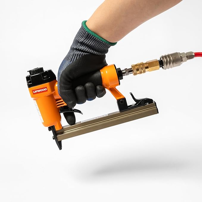 7116 Pneumatic 22 Gauge Stapler 3/8-Inch Crown 1/4-Inch to 5/8-Inch Length, Air-Powered Upholstery Stapler for Carpentry, Woodworking and DIY Projects