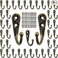POZEAN 40 Pack Wall Hooks for Hanging, Heavy Duty Small Coat Hooks Wall Mounted for Living Room, Bathroom, Kitchen, Bedroom for Key, Cup, Bag, Hat, Scarf, and More (Bronze)