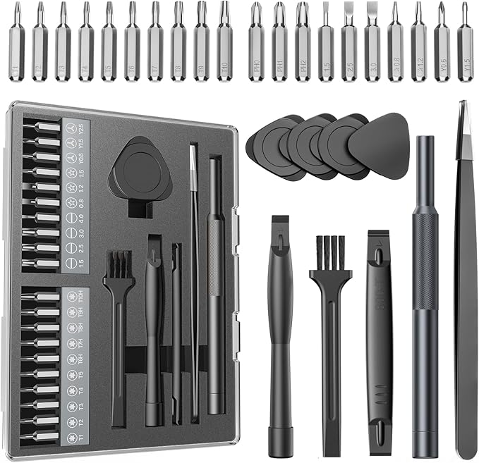 AXTH 29in1 Precision Screwdriver Set, [Bearing Steel] Small Repair Kit, PC Accessories, PS5 Cleaning Kit, Tool Sets for Men, Fit MacBook, Computer, Laptop, Watch, PS4, Xbox, Eyeglass, Console More