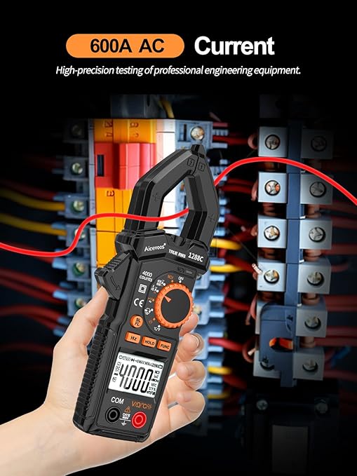 Digital Clamp Meter Multimeter Voltage Tester Auto-ranging, Measures Current Voltage Capacitance Resistance Diodes