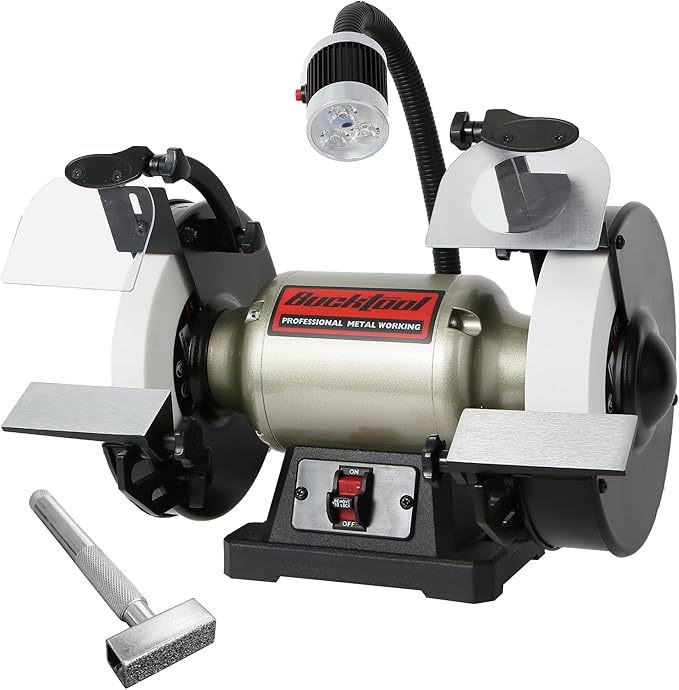 BUCKTOOL 8 Inch 3/4 HP Low-Speed Bench Grinder fit CBN Wheel Professional Wobble-free Wheel Grinder TDS-200C4HL