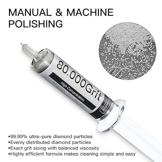 Diamond Polishing Compound Lapping Compound 80,000 Grit 0.1 Microns with 30% Concentration of Diamond Powders Diamond Stropping Paste for Glass Marble Metal Resin Rock Jewelry Watch etc.