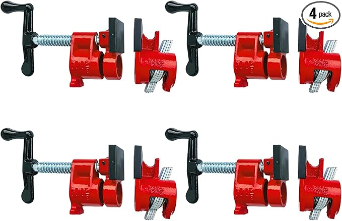 Pipe Clamps 3/4 inch 4 Pack Pipe Clamps for Woodworking Ideal for Carpentry, Home Improvement, and DIY Projects (3/4 IN with Pads)