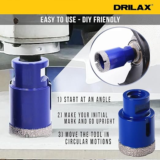 Drilax Pro Series 1-1/2 Inch Diamond Hole Saw for Angle Grinders | 1-3/8" Depth | 5/8"-11 Thread | Ideal for Shower Valves, Handles, Drain Pipes & Dry Drilling | Long Life
