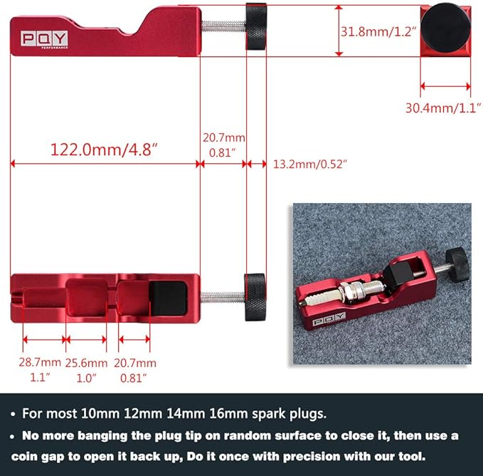 Universal Spark Plug Gap Tool for Most 10mm 12mm 14mm 16mm Spark Plugs Red