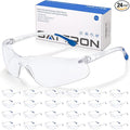 Clear Safety Glasses 24pk, Protective Eyewear UV Protection ANSI Z87.1, Safety Goggles Scratch& Impact Resistant Eye Protection for Men Women Work Construction Lab Clear& Blue Frame