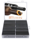 Eventronic Heat Shrink Tubing Kit 200 PCS, 3.54" Extra-Length, 3:1 Ratio Dual Walled with Strong Adhesive Lined, Marine Grade Shrink Wrap - Industrial Heat-Shrink Tubing -Black