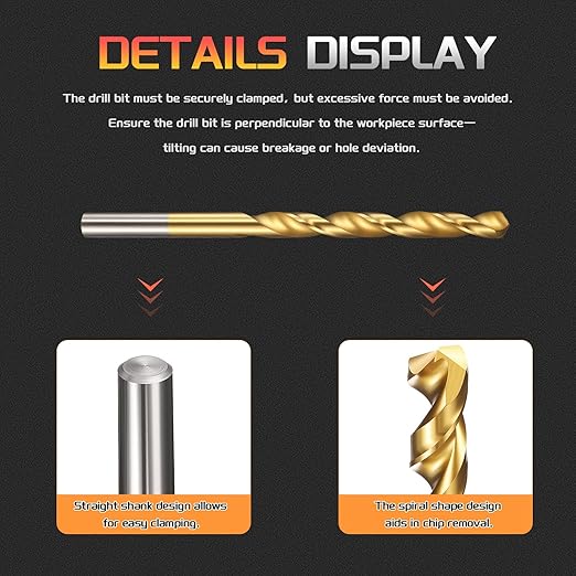 Drill Bit, 7/32" Cutting Diameter (5.556mm), 4241 HSS TiN Coated 118° Cutting Angle Versatile Jobber Bits - (Applications: for Drilling Plastic Wood Soft Thin Metal), 10-Pieces