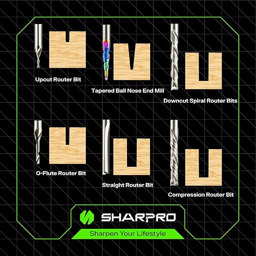 6Pcs CNC Router Bits End Mill, 1/8 Shank CNC Cutter Milling Machine Bit Set Including Downcut and Upcut, Router Accessories for Wood, Plastic and Carving