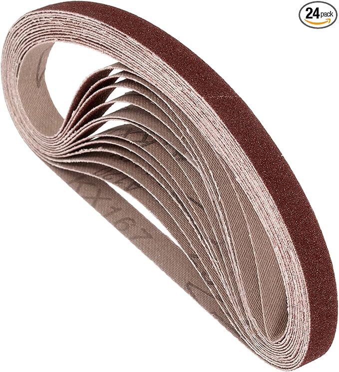 24 Pcs Sanding Belts 3/8 x 13 Inch 120 Grit Aluminum Oxide Abrasive Sandpaper for Belt Sander Metal Grinding Wood Working Weld Rust Removal