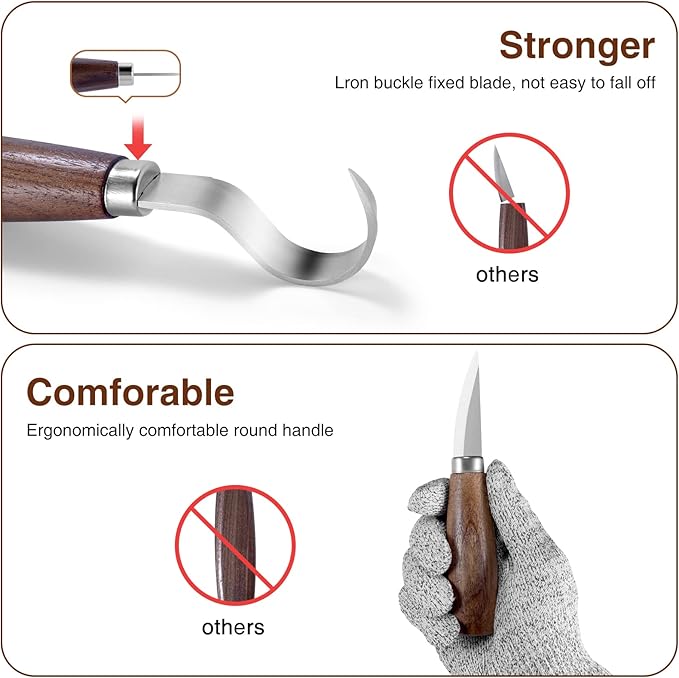 YHLAWM Wood Whittling Kit for Beginners, 7 Pcs Wood Carving Kit with 3 Pcs Carving Knives & 4 Pcs Carving Auxiliary Tools, Starters Carving Set, Gift Set for Kids and Adults