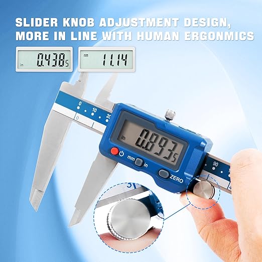 Dasqua High Precision 12 Inch/300mm Electronic Micrometer Digital Caliper Stainless Steel with Large LCD Screen Auto Off Featured Measuring Tool