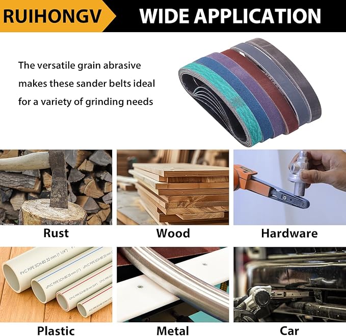 36Pcs 1/2 x 12 Inch Sanding Belts for Official Work Sharp Knife & Tool Sharpener (WSKTS & WSKTS-KT/MK1 & MK2), 6 Each of 80/120/240/400/1000/2500 Grits 1/2" x 12" Replacement Sharpening Belts