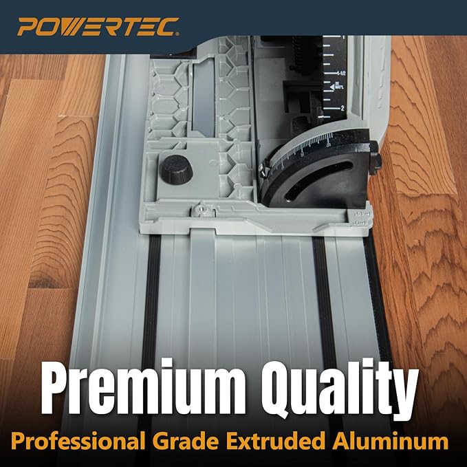 POWERTEC 55" Track Saw Guide Rail for Kreg Track Saws | Perfect for Repeatable Rip Cuts & Crosscuts | Extruded Aluminum Guide Rail for Optimized Bevel & Straight Cuts (71990)