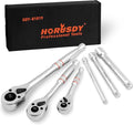 HORUSDY 3-Piece Ratchet Set, 1/4” 3/8”, 1/2" Drive Ratchet Handle Set, 90-Tooth,CR-V, Quick Release Ratchets