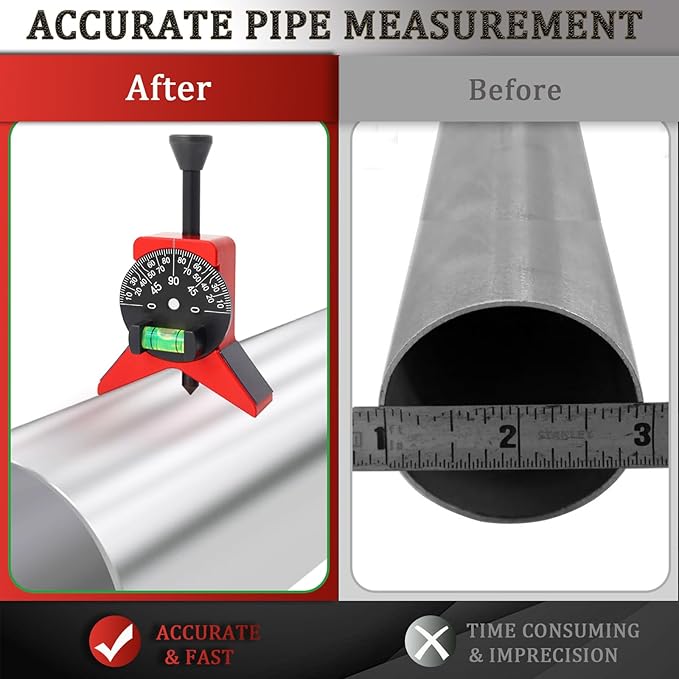 Pipe Center Finder, Pipefitter Tools w/Magnetic Centering Head, 2.75" Y-Type Pipe Fitting Tools w/Adjustable Dial Bubble Protractor to Measure Pipe Diameter from 1-1/2" to 6"