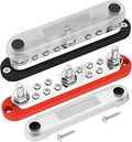 DaierTek 300A Copper Bus Bar 12V, Power Distribution Block with Cover 3 x 3/8” M10 Studs & 10 x M5 Terminal Screws for Car Marine Solar Battery Negative & Positve
