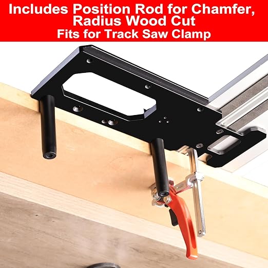 Large Track Saw Square with Positioning Rod and Edge Support,Track Saw Guide Rail Square,90 Degree Right Angle Guide Compatible with Festool,Makita,Milwaukee for Woodworking Cuts
