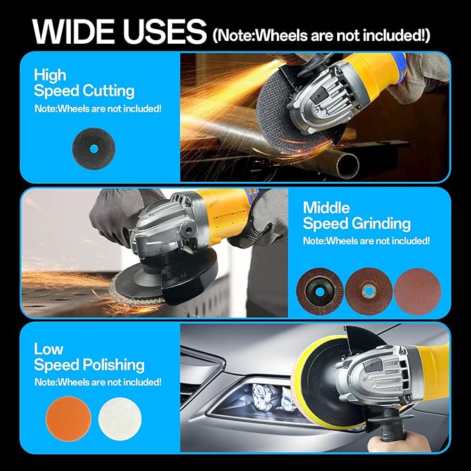 Cordless Angle Grinder Compatible with Dewalt 20V Max Battery(NO Battery) Brushless 4-1/2" Angle Grinder for Cutting, Griding, Polishing(10000RPM) (NO Wheels)