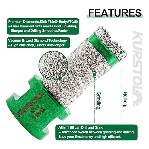Tile Hole Saw Kit - 6/6/8/35/50/65mm Diamond Core Drill Bit+1" Versatile Drilling Milling Bit+2" Beveling Chamfer Bit+SDS&Triangle Adapter to 5/8-11" Thread for Porcelain Ceramic Granite Marble