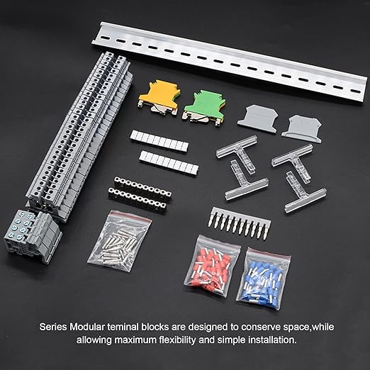 Terminal Block Kit, Rail Type Voltage Terminal, Rail Combined Terminal Block(Gray)