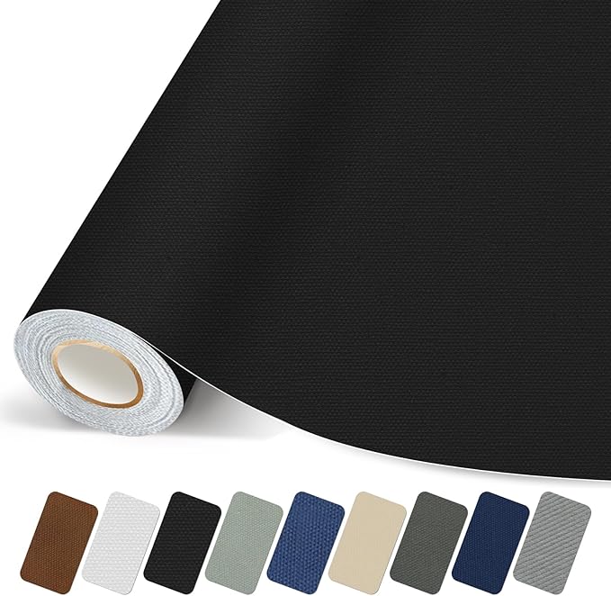 Canvas Repair Patch, 35X79 Inch Strong Sticky Fabric Repair Tape, Self-Adhesive Fabric Patch for Sofas, Tote Bags, Clothing, Car Seats, Furniture (Black, 35X79 Inch)