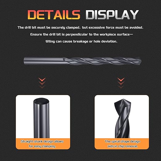 Drill Bit, 9/32" Cutting Diameter, 4241 HSS Nitriding Black 118° Cutting Angle Versatile Jobber Bits - (Applications: for Drilling Plastic Wood Soft Metal), 10-Pieces
