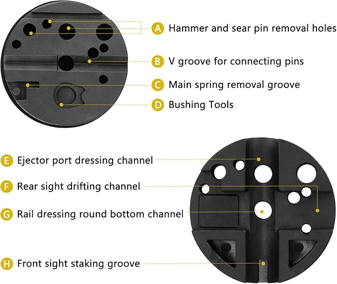 Pridefend Punch Set, Roll Pin Punch Set Made of Solid Metal Material,Elite Tool Including Steel Pin Punch Set, Roll Pin Starter Punch and Hammer,with Organizer Storage Box (with Bench Block)