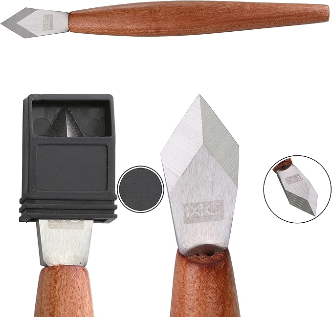 Marking Knife with Plastic Protector, Marking Gauge Woodworking, Premium Woodworking Tool with High Speed Steel Sharp Blade, Beautiful Rose Wood Handle