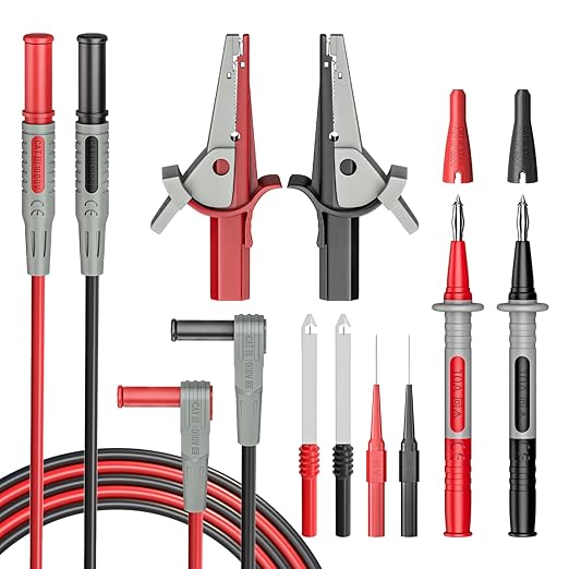 Goupchn Multimeter Test Leads Kit 10PCS Test Cable Probes 4mm Banana Plug with Alligator Clips Wire Piercing Probes for Electrical Testing 1000V 10A