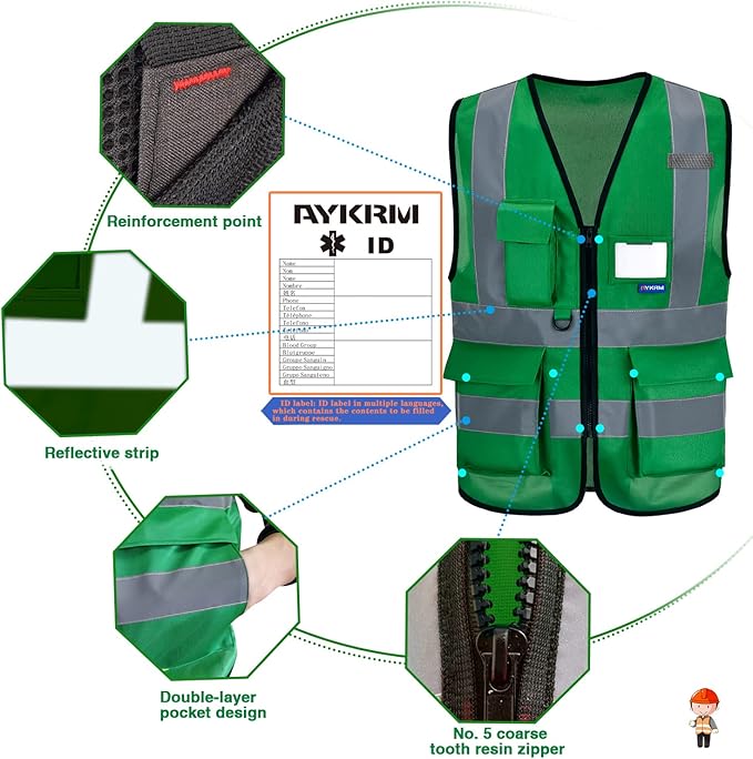 A-SAFETY XSmall Green hi vis vest xs