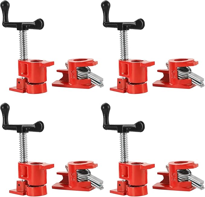 FLK Tech Wood Gluing Pipe Clamp Fixture for 3/4 Inch Pipe, Heavy Duty Pipe Clamps, Cast Iron Wood Clamps Quick Release for Woodworking, Carpentry, Home Improvement, and DIY Projects